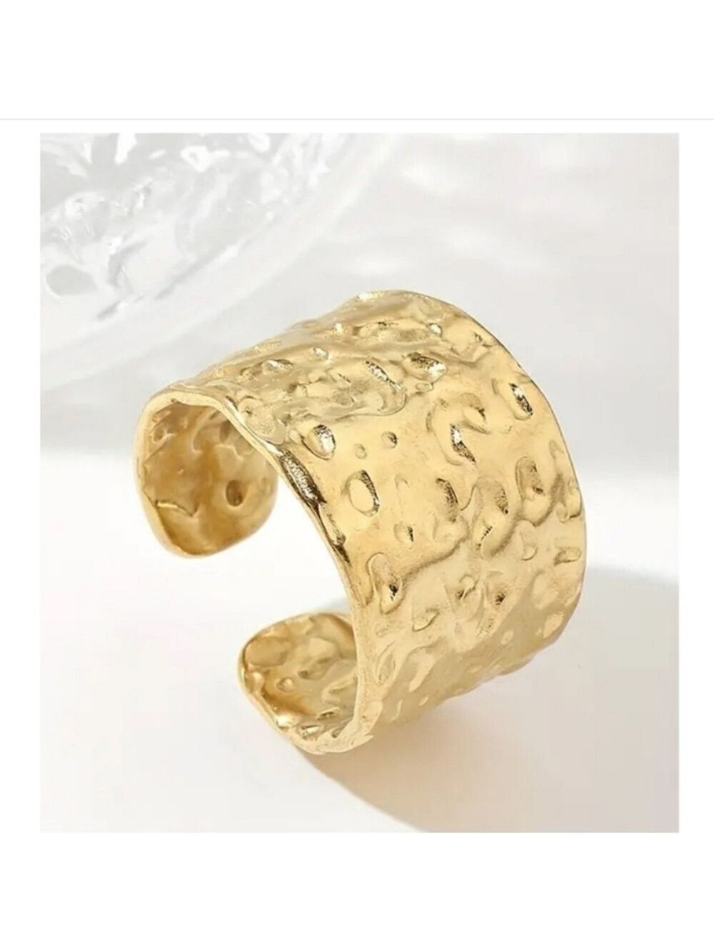 Gold Tone Plated Hammered Metal Ring (adjustable), NEW